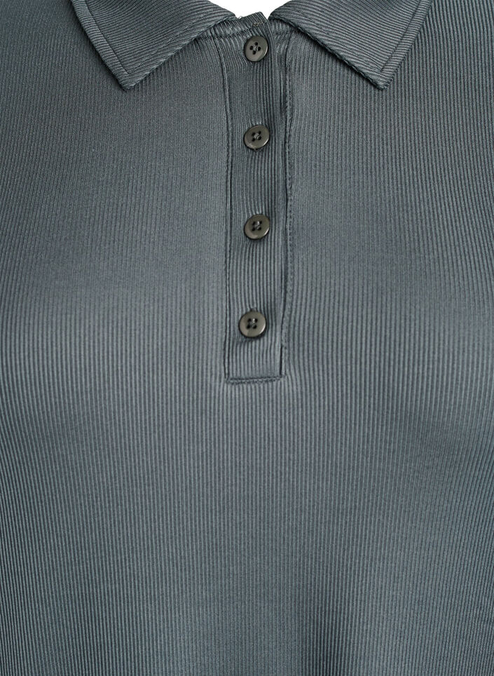 Polo shirt in soft rib with long sleeves, Green, Packshot image number 2