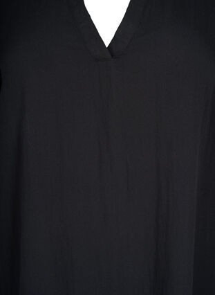 Short-sleeved viscose dress with v-neckline, Black, Packshot image number 2