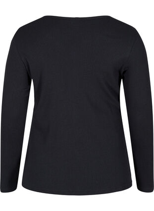 Plain cotton blouse with long sleeves, Black, Packshot image number 1