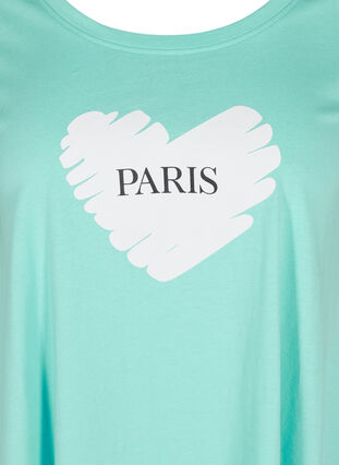 Short-sleeved cotton t-shirt with a-line, Aqua Sky PARIS, Packshot image number 2