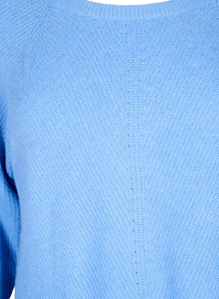 Knitted blouse with round neck, Della R. Blue Mel., Packshot image number 2