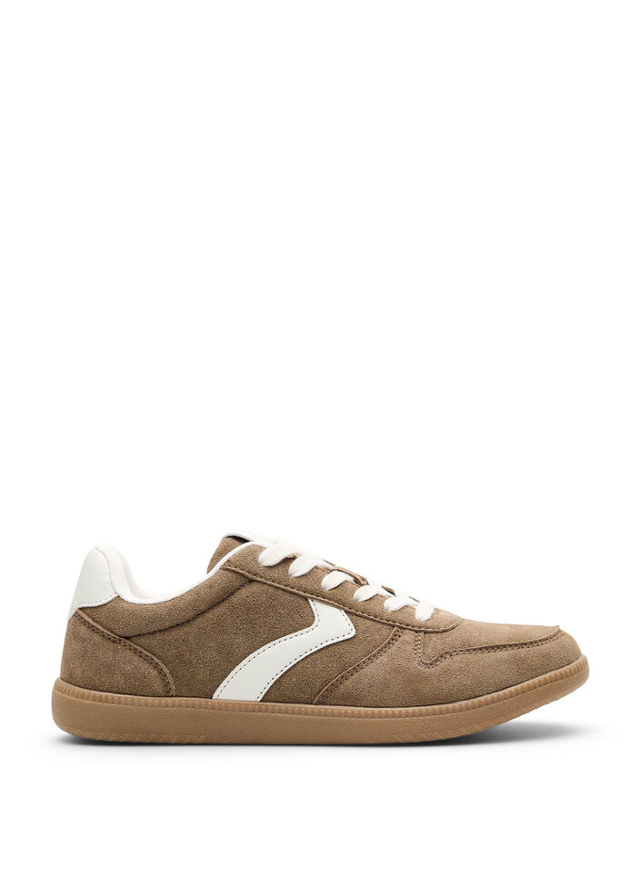 Faux suede sneakers, Brown, Packshot