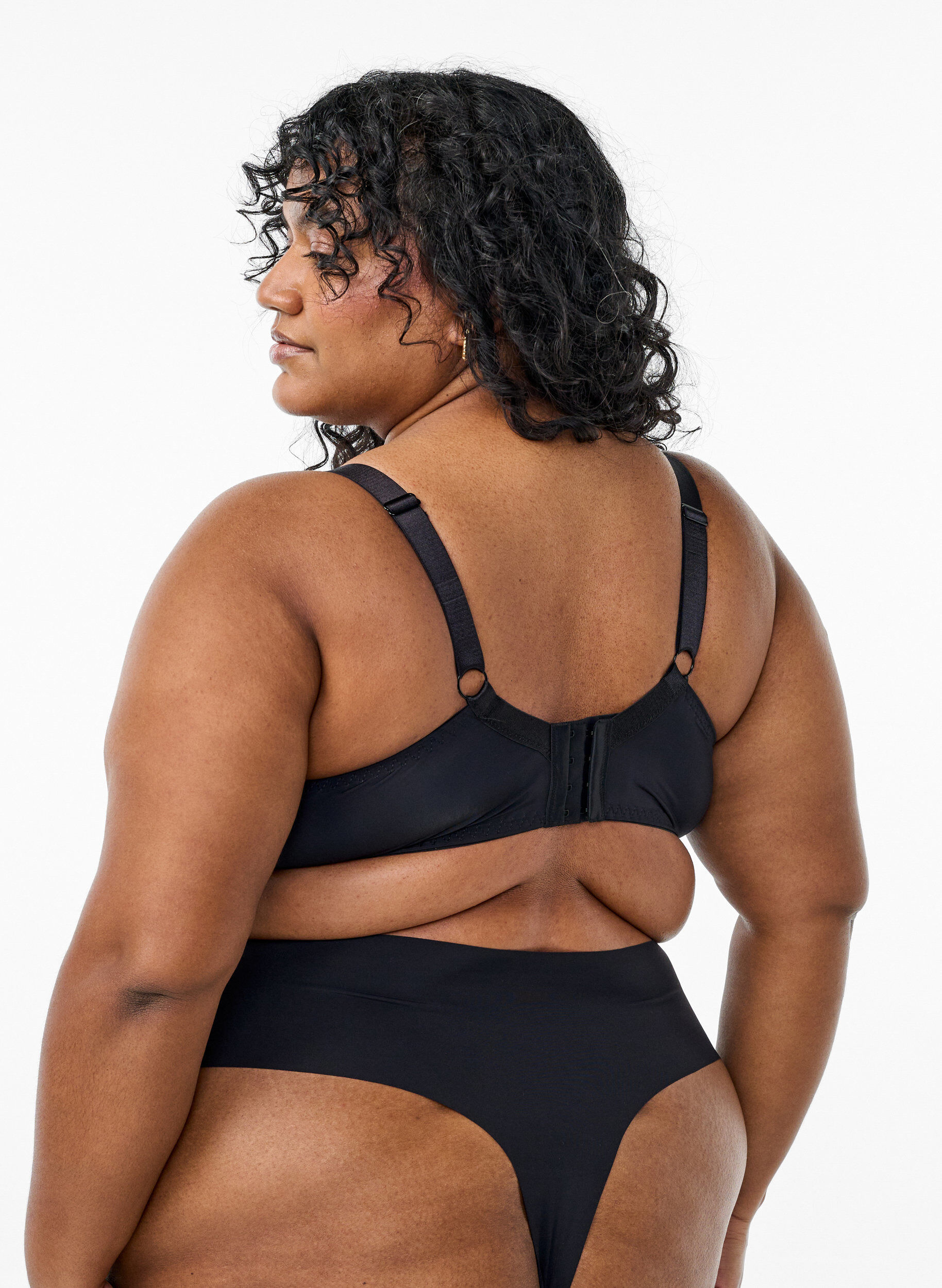 Zizzifashion Padded bra with lace, Black, Model image number 2