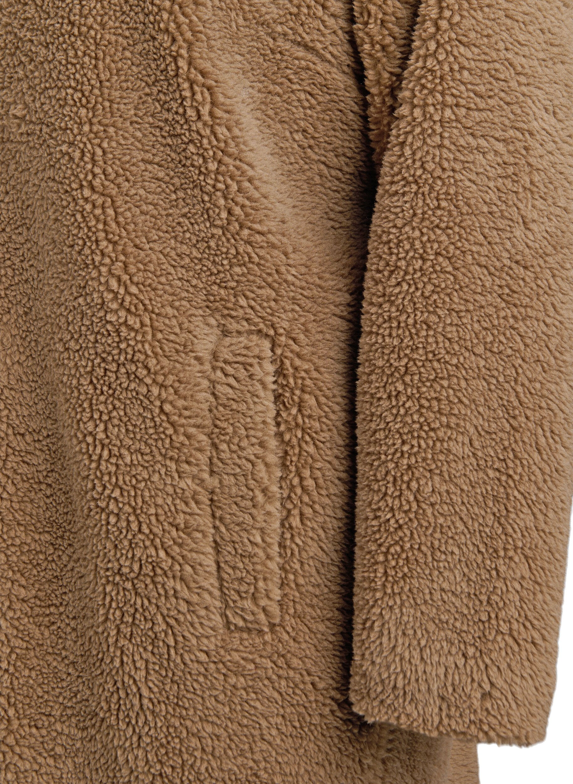 Zizzifashion Soft teddy jacket with buttons and a collar, Brown, Packshot image number 3
