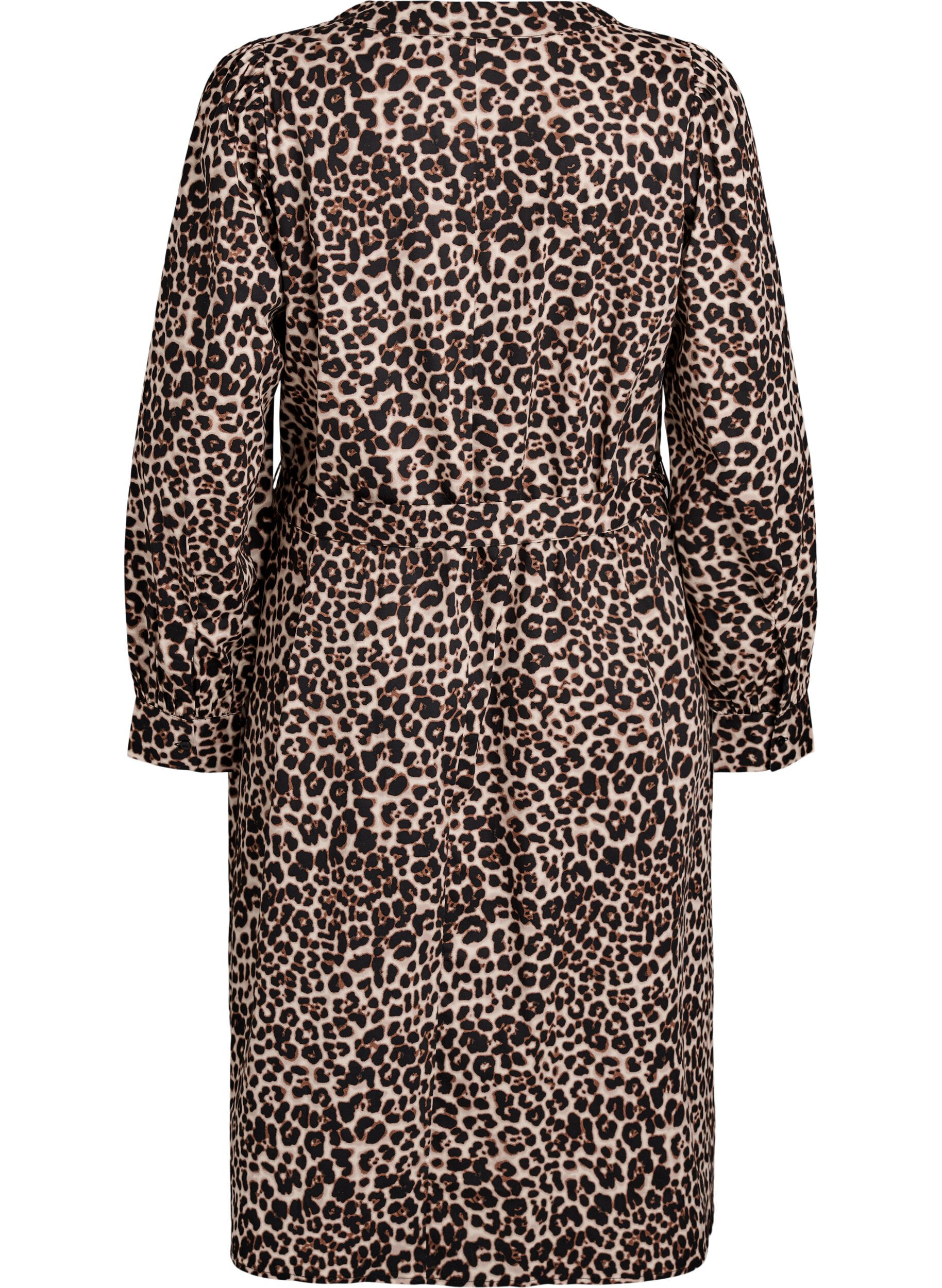 Zizzifashion Dress in organic cotton with tie belt, Brown, Packshot image number 1