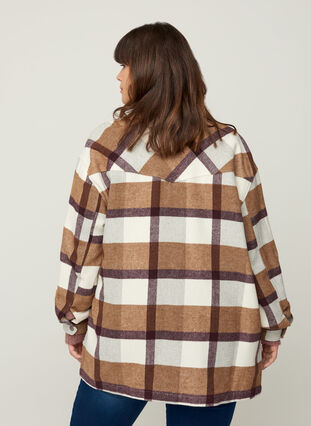Oversize checked shirt jacket, Brown Check Ass, Model image number 1