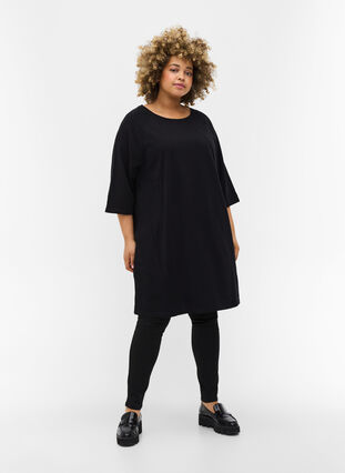 Promotional item - Cotton sweater dress with pockets and 3/4-length sleeves, Black, Model image number 2