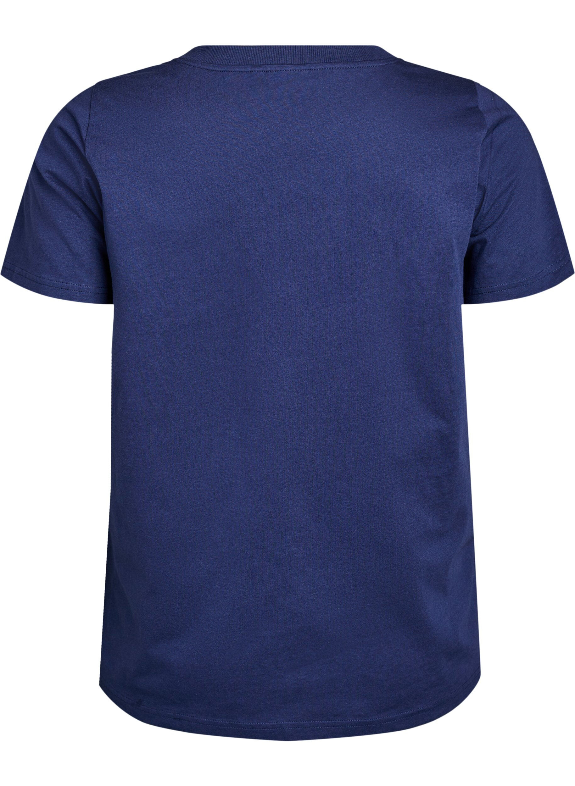 Zizzifashion Basic cotton T-shirt with a V-neck, Blue, Packshot image number 1