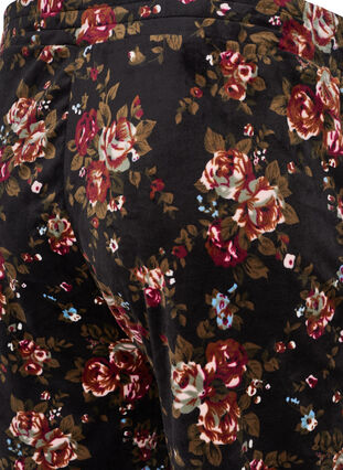 Floral print velour trousers with pockets, Flower AOP, Packshot image number 2