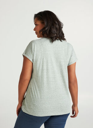 Marled cotton t-shirt, Green Mélange, Model image number 1