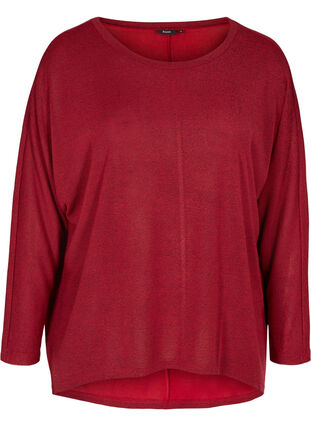 Plain-coloured blouse with long sleeves, Red, Packshot image number 0