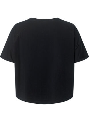 Cotton training t-shirt with print, Black w. Work For It, Packshot image number 1