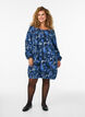 Short cotton dress with an elasticated hem and long sleeves, Blue, Model image number 1