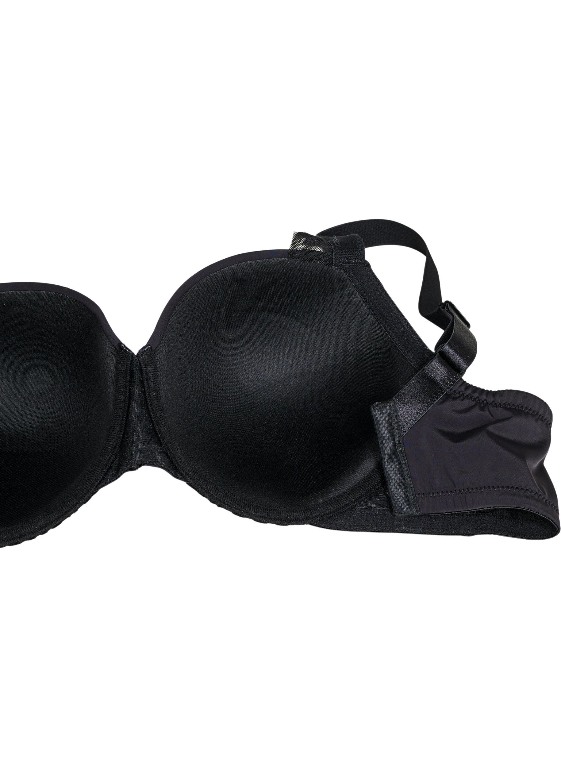 Zizzifashion Moulded bra with velvet pattern, Black, Packshot image number 3