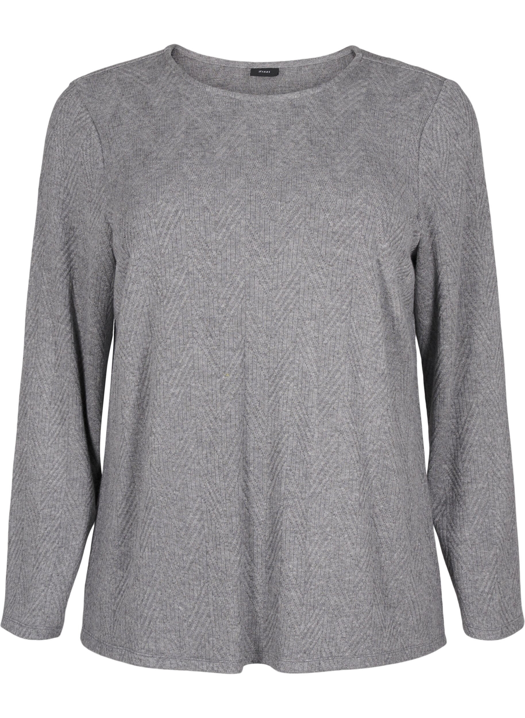 Zizzifashion Patterned blouse with long sleeves, Grey, Packshot image number 0