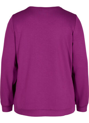Sweat blouse with round neck and long sleeves, Dark Purple, Packshot image number 1