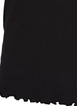 Short-sleeved, ribbed t-shirt with lace trim, Black, Packshot image number 3