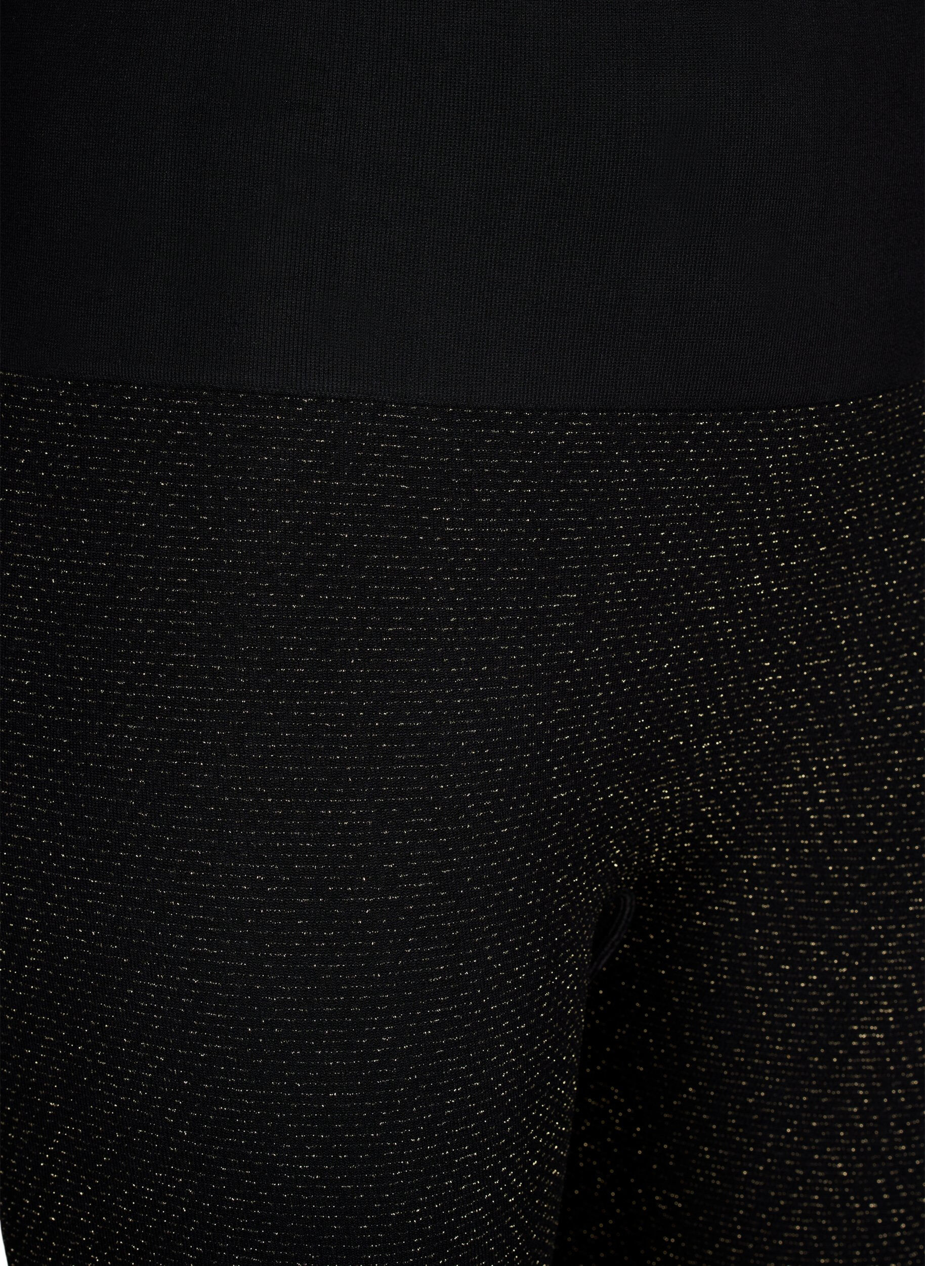 Zizzifashion Seamless glitter leggings, Black Gold Lurex, Packshot image number 2