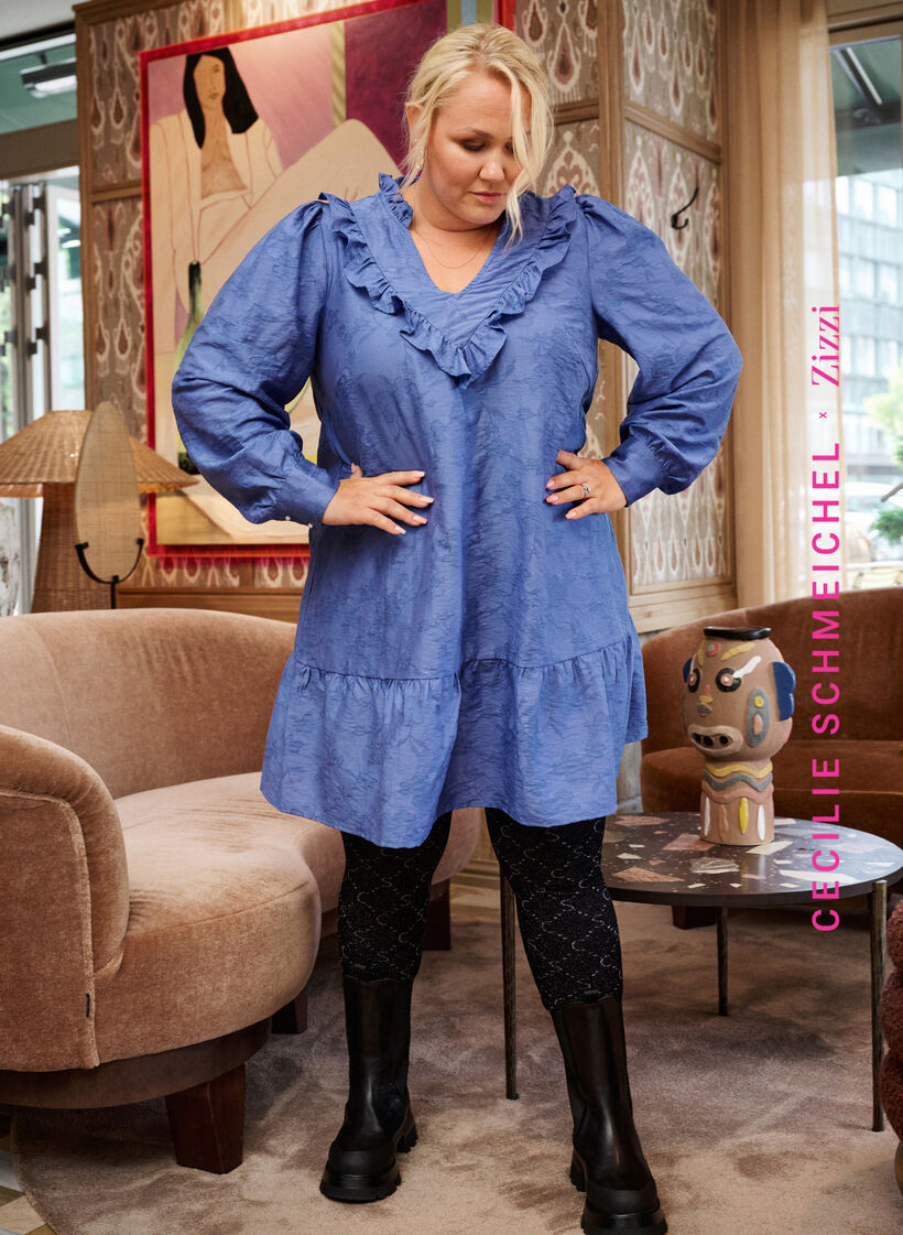 Seamless leggings with silver-colored pattern, Black, Image image number 0