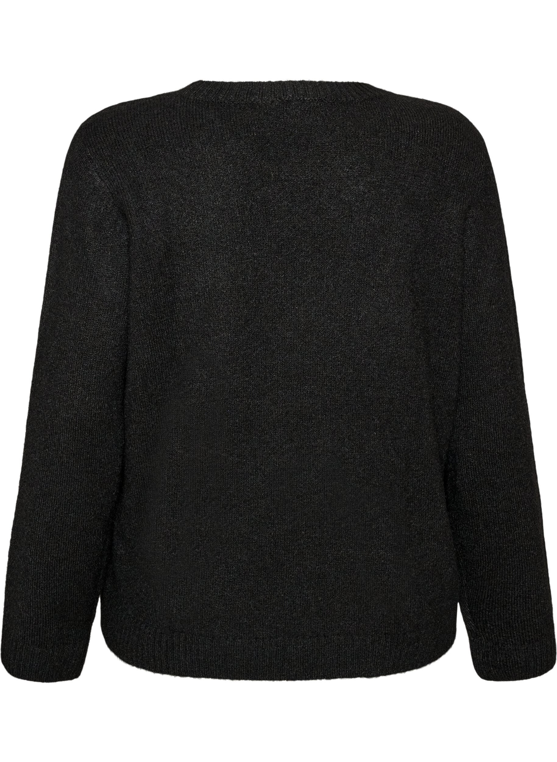 ZizzifashionLoose round neck jumper, Black, Packshot image number 1