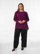 Jersey blouse with asymmetrical lace trim, Purple, Model image number 1