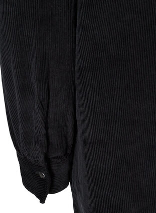 Long-sleeved velvet shirt dress, Black, Packshot image number 3