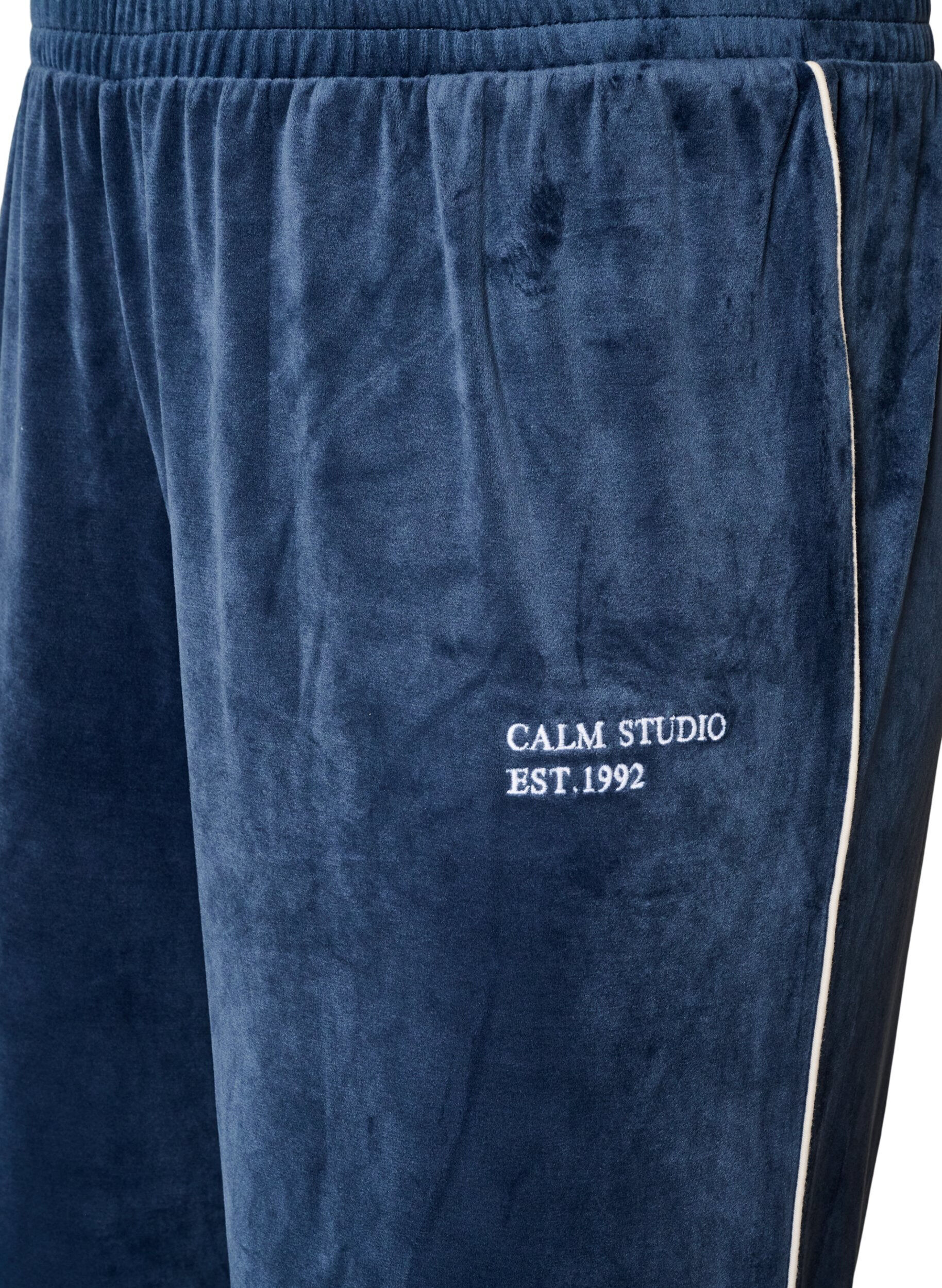 ZizzifashionVelour trousers with contrast piping, Blue, Packshot image number 2