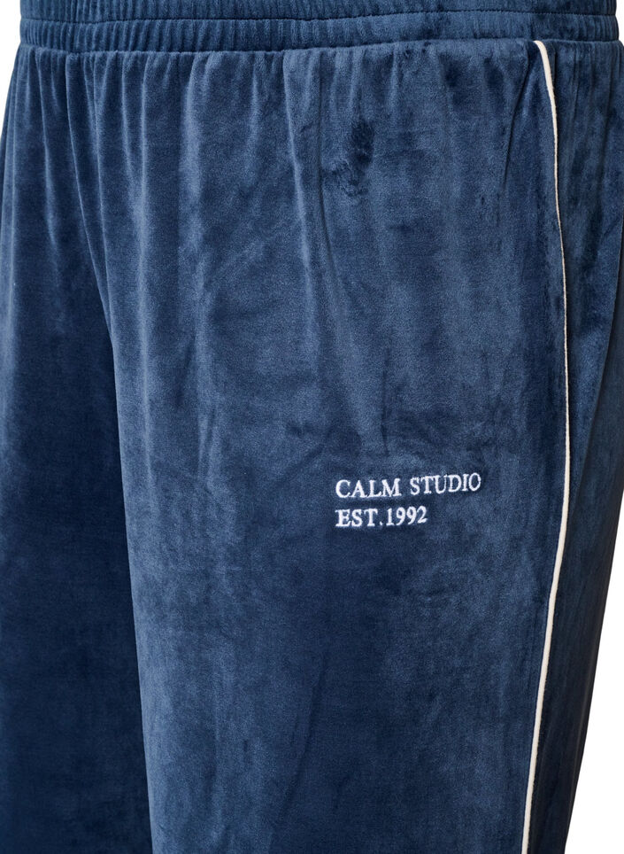 Velour trousers with contrast piping, Blue, Packshot image number 2