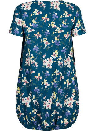 Short-sleeved cotton dress with floral print, Legion Blue AOP, Packshot image number 1