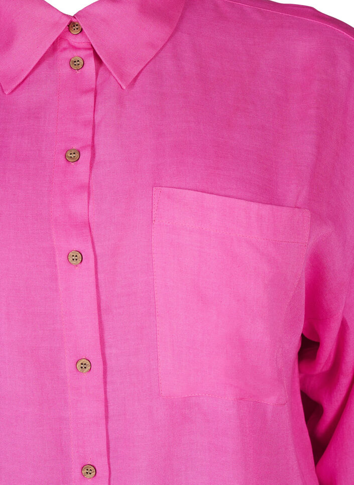 Long-sleeved linen and viscose shirt, Pink, Packshot image number 2