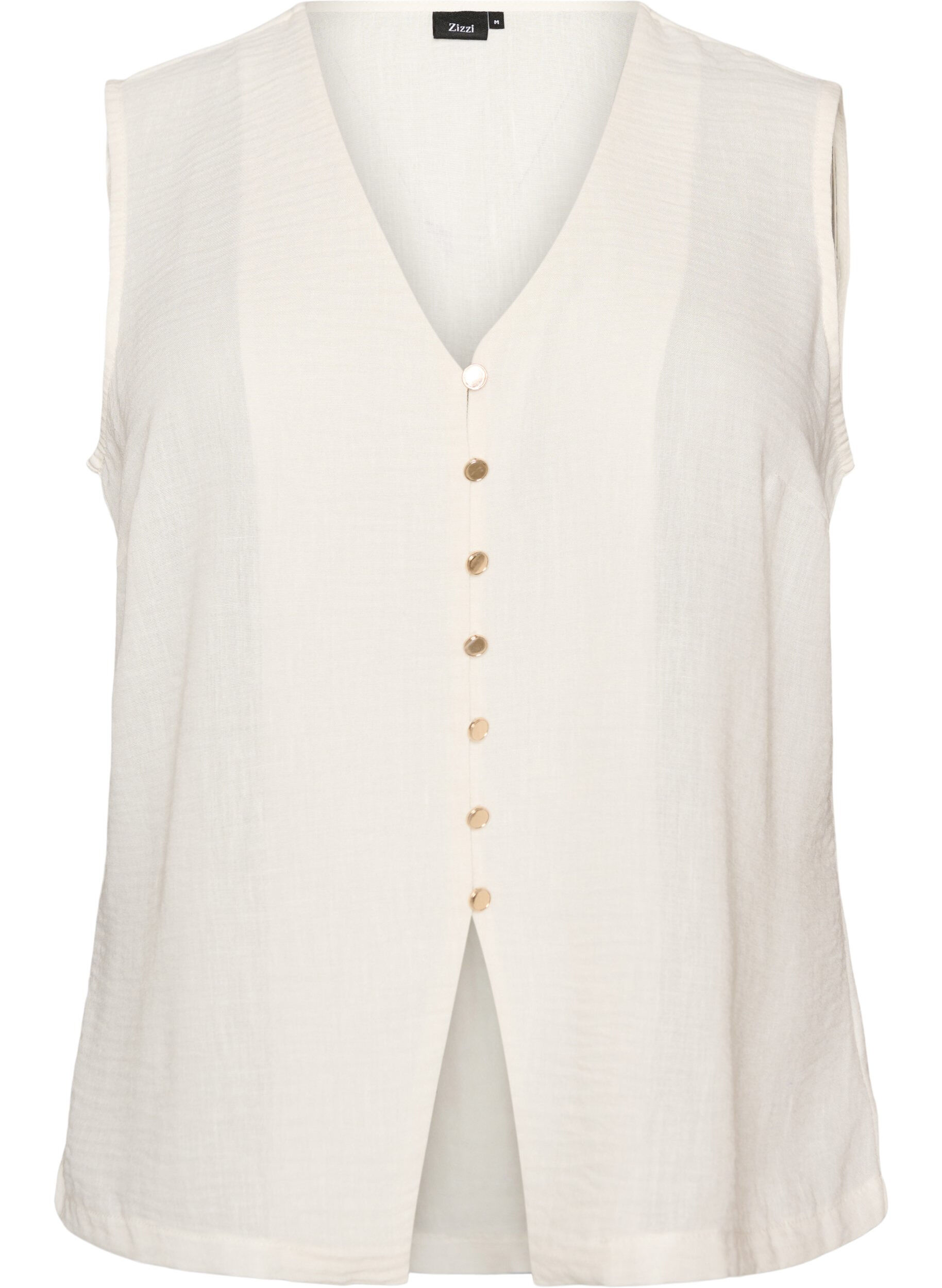 Zizzifashion Sleeveless vest with a V-neck and buttons, Vanilla, Packshot image number 0