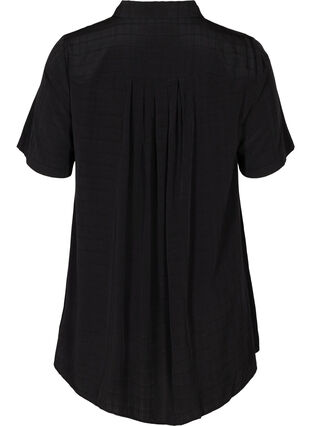 Short-sleeved textured tunic, Black, Packshot image number 1
