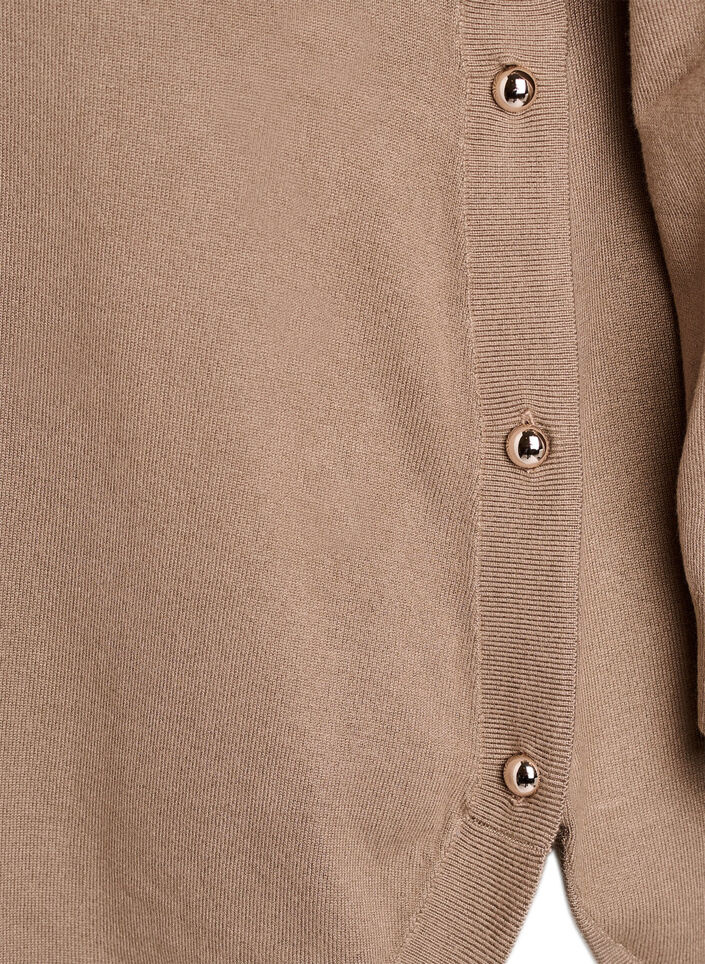 Knitted blouse with side buttons, Beige, Packshot image number 3