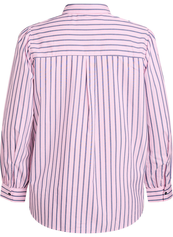 Striped shirt with a classic collar and long sleeves, Pink, Packshot image number 1