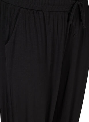Loose exercise trousers with pockets in viscose, Black, Packshot image number 2
