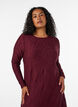 Midi dress with a wavy texture and long sleeves, Red, Model image number 2