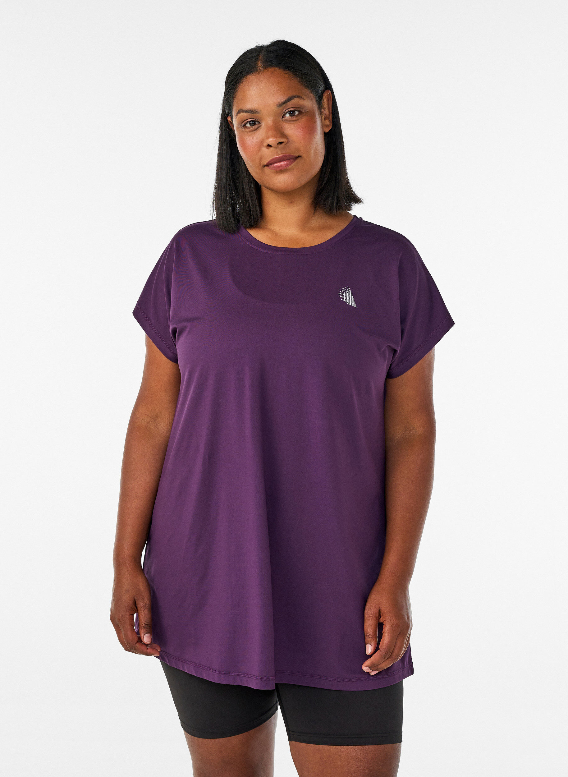 Long workout T-shirt, Purple, Model