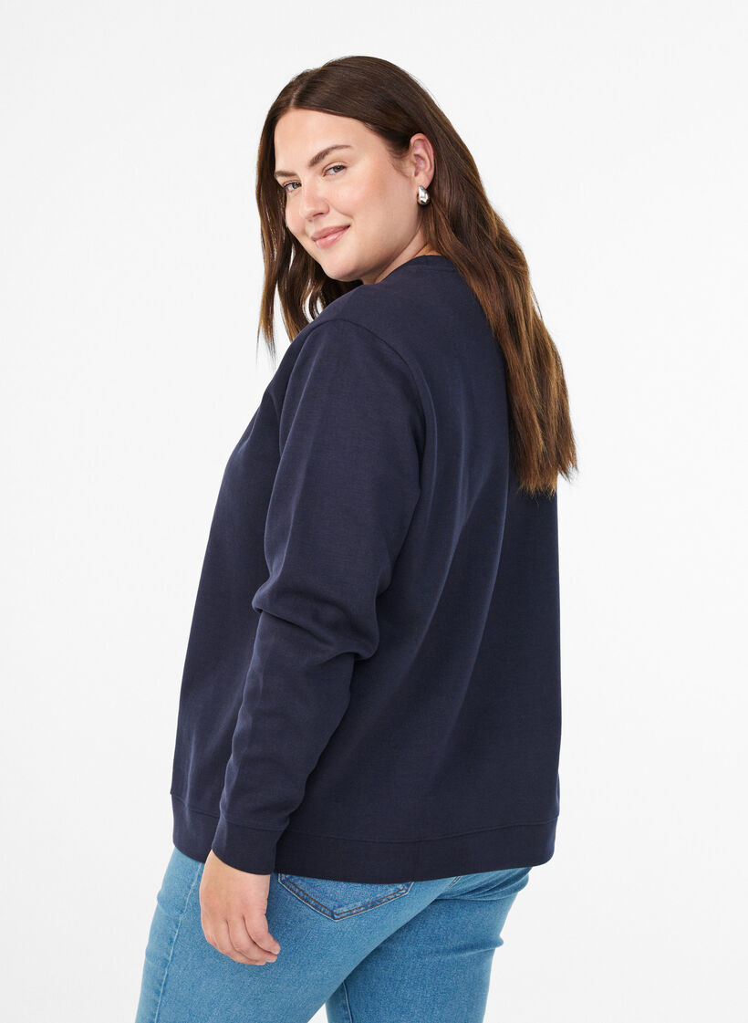 Sweatshirt with crew neck, Blue, Model image number 2