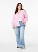 Striped blouse with open front and embroidery details, Pink, Model image number 1