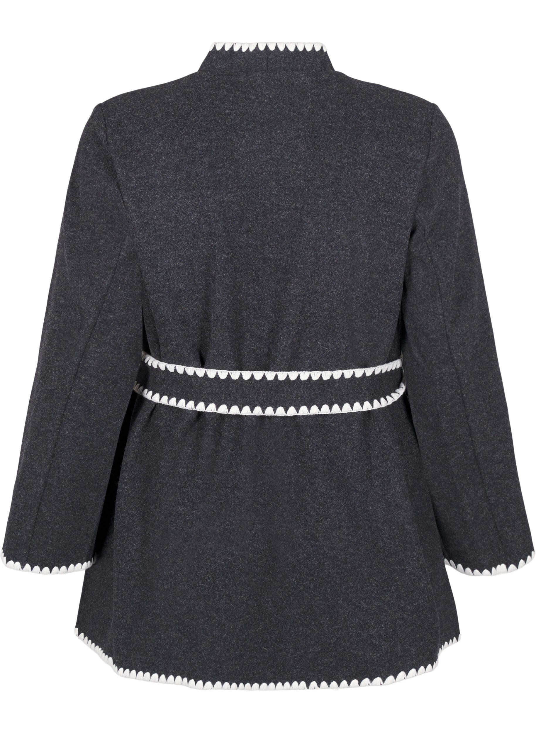 Zizzifashion Coat with contrast-coloured edges, Dark Grey Melange, Packshot image number 1