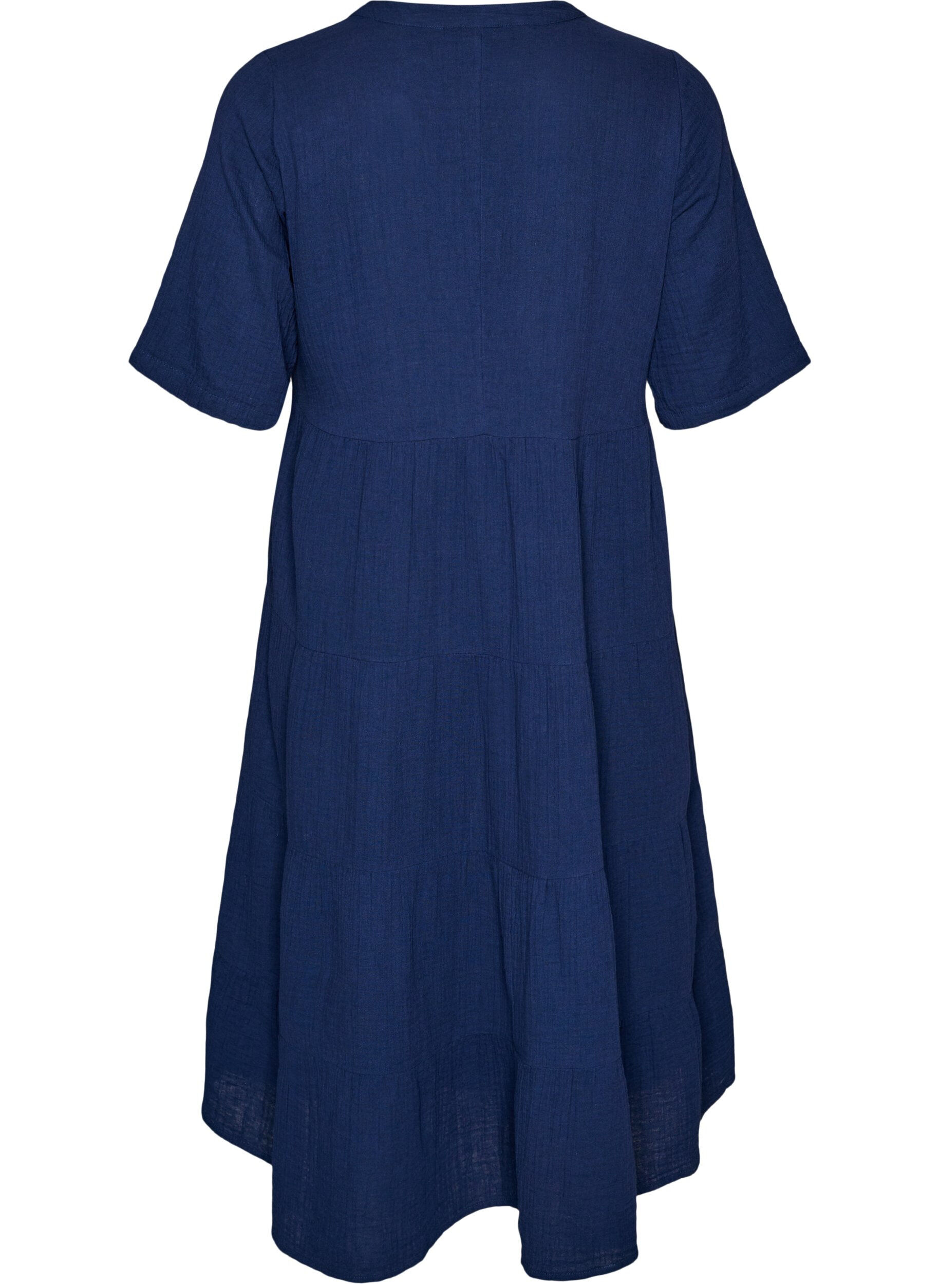ZizzifashionA-line midi dress in cotton muslin, Blue, Packshot image number 1