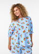 Cotton blouse with tomato print and peplum, Light Blue, Model image number 0