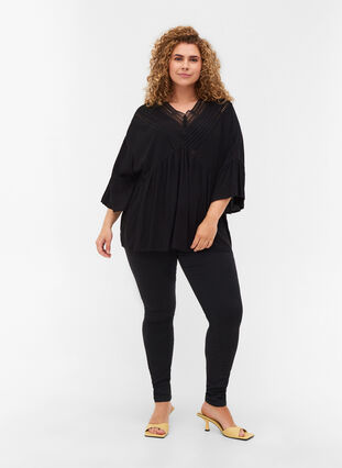 Viscose blouse with 3/4 sleeves, Black, Model image number 2