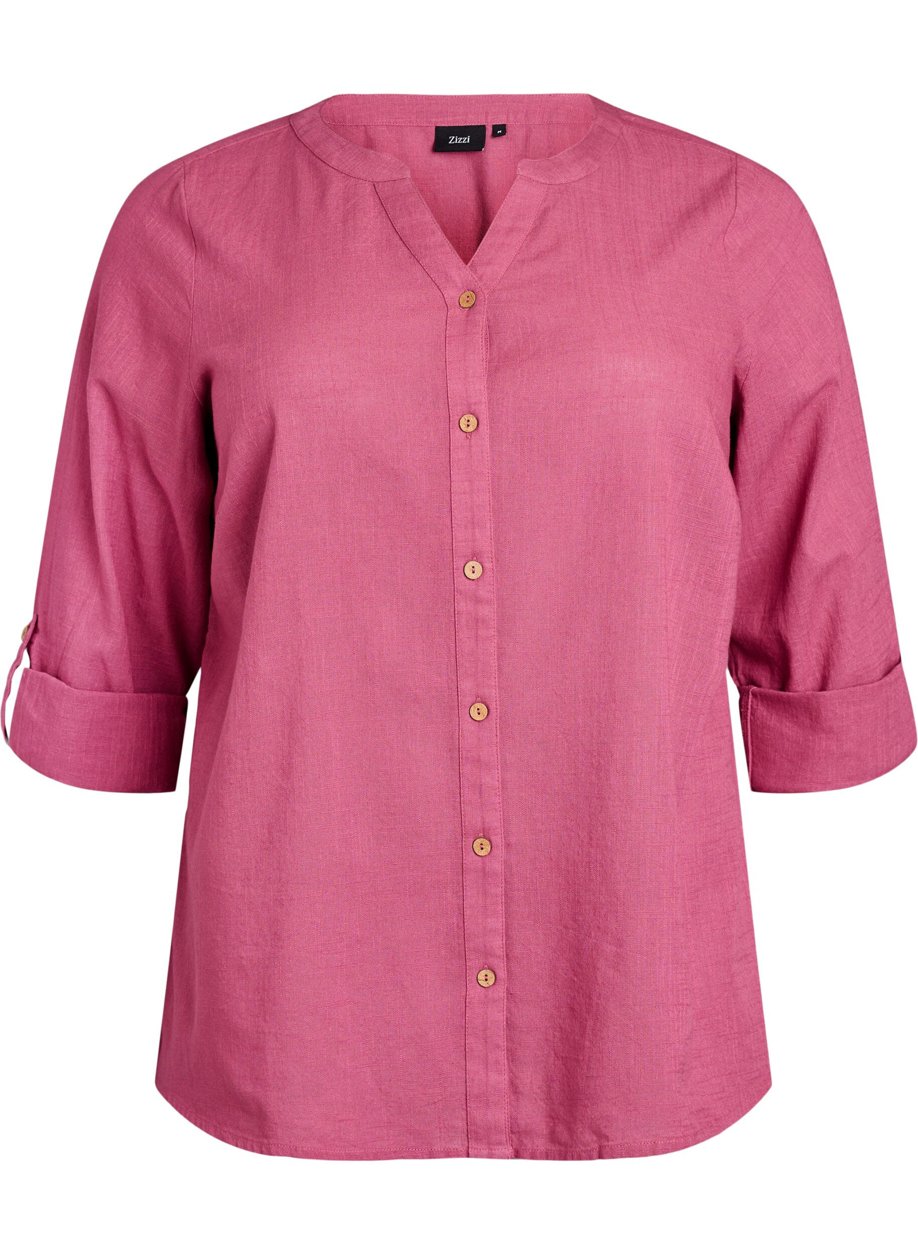 Cotton shirt blouse with a v-neck