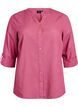 Cotton shirt blouse with a v-neck, Red, Packshot image number 0