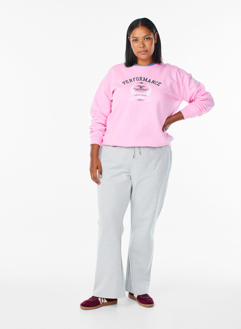 Sweatshirt with text print, Pink, Model image number 1