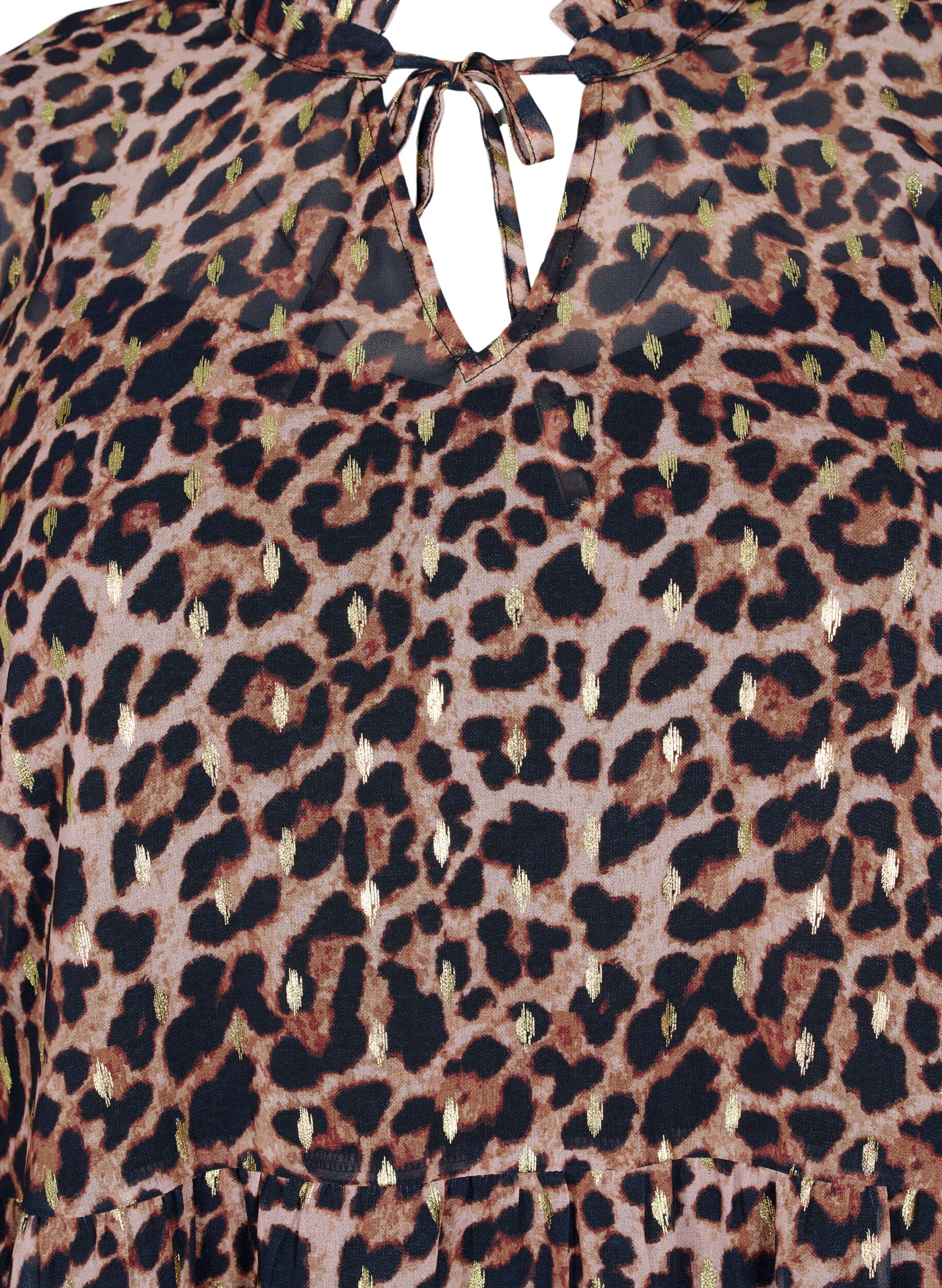 Zizzifashion Tunic with leo print and lurex, Leopard AOP, Packshot image number 2