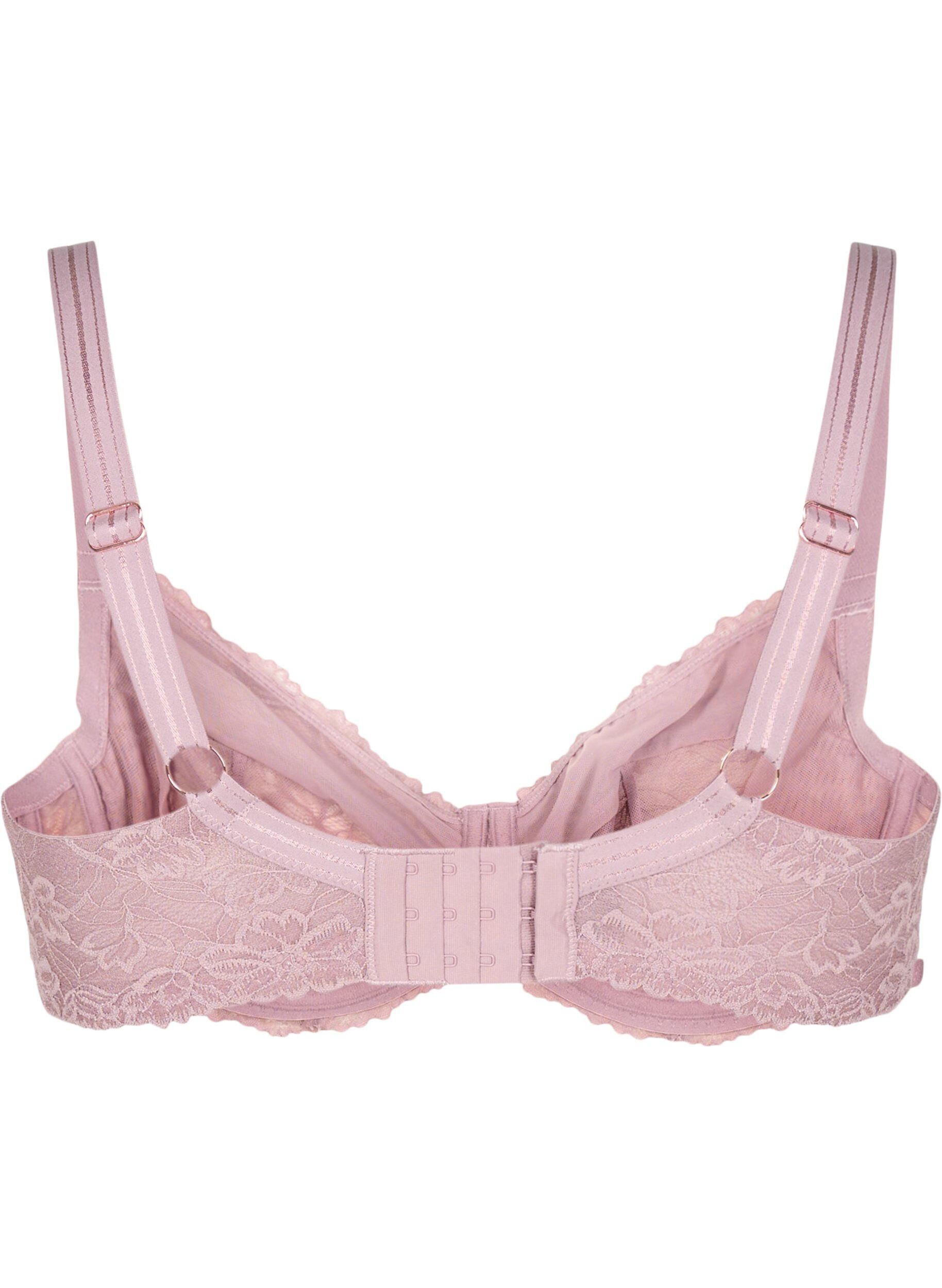 Zizzifashion Full cover bra in mesh with lace, Rose, Packshot image number 1