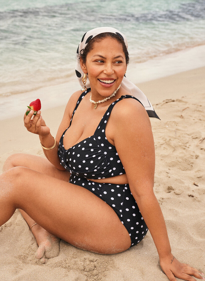 Bikini top with padding and print, Black, Image image number 0