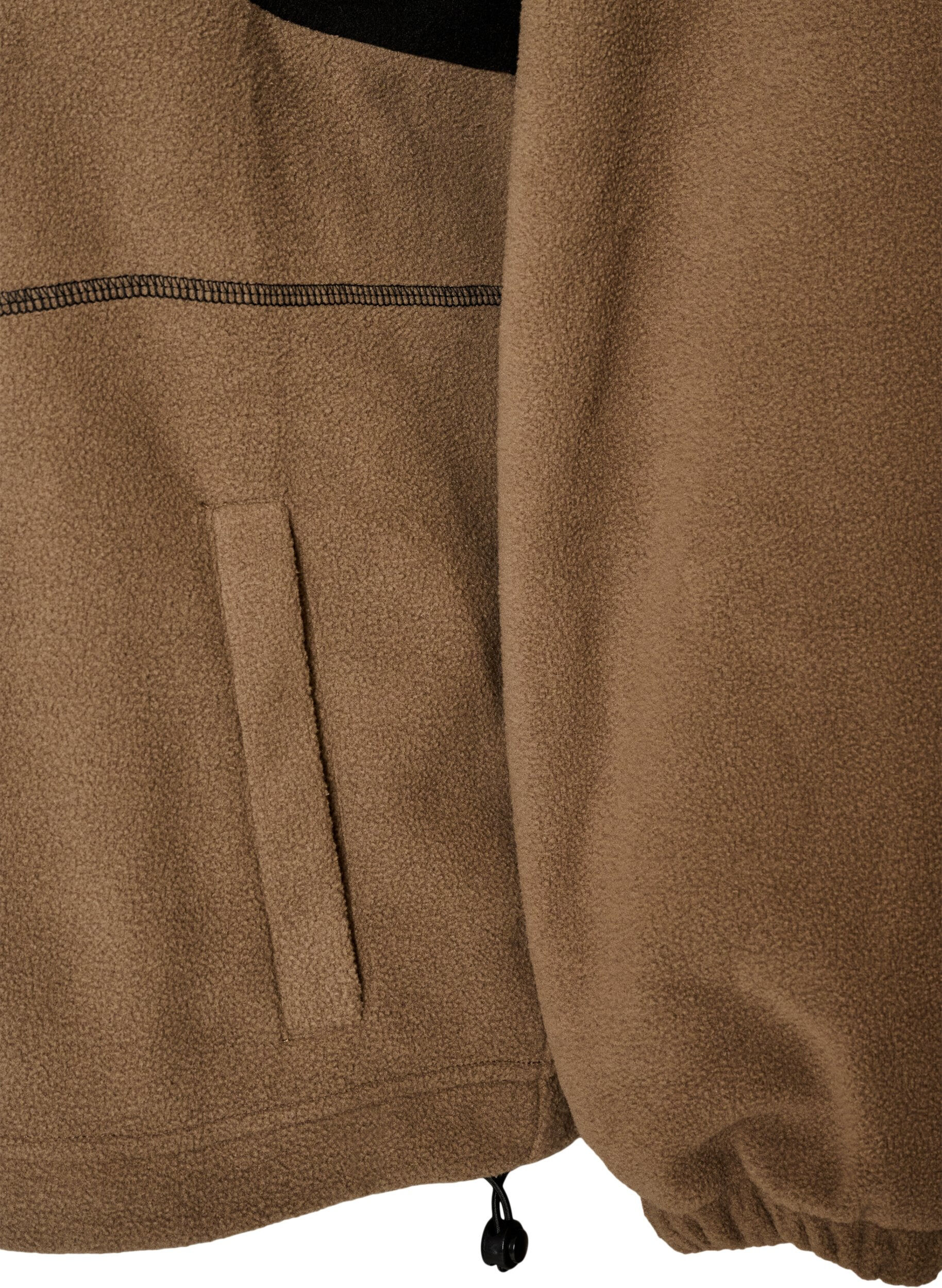 ZizzifashionFleece anorak with hood and contrast panel, Brown, Packshot image number 3